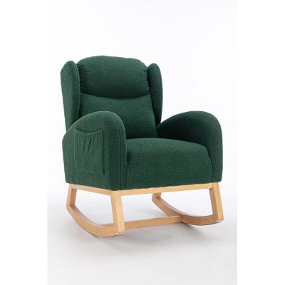 NicBex Velvet Glider Rocking Chair, Upholstered Nursery Rocking Chairs with High Backrest,Modern Rocking Chair,Nursing Chair for Bedroom