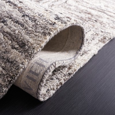 Ivory Charcoal Abstract Hand-Tufted Wool Round Rug - 6'