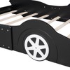 Okak Platform Bed Frame with Wheels and Race Car-Shaped Bedroom Furniture for Kids Noise-Free Bed Strong Wood Slats Easy Assembly - 4 of 4
