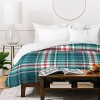 Queen Avenie Winter Plaid 1 Polyester Duvet Cover + Pillow Shams Blue - Deny Designs: Abstract Pattern, 300 Thread Count, Hidden Zipper - 3 of 4