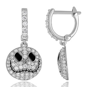 Disney Womens The Nightmare Before Christmas Sterling Silver and Cubic Zirconia Jack Skellington Dome Earrings - 1 of 4