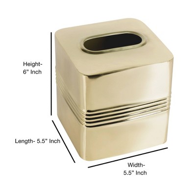 Gold Stainless Steel Square Tissue Box Cover