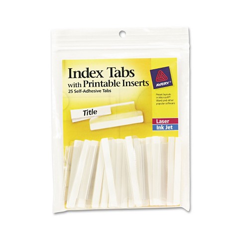 Avery Self-adhesive Tabs With Printable Inserts 2" Clear 25/pack (16241 ...