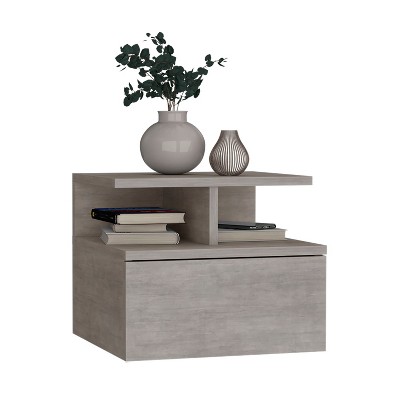 NicBex 14 inch Wide Floating Floating Nightstand with 1 Drawer,Modern Side Table with 2-Tier Shelf,Bedside Table for Bedroom,Living Room