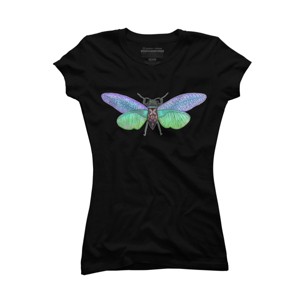 Junior's Design By Humans Botanical Watercolor Cicada By MisoKnotty T-Shirt - 1 of 2