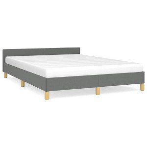 vidaXL Fabric Bed Frame Platform Bed, Scandinavian Style/Slats Support/No Box Spring Needed/Without Mattress/Easy Assembly, Dark Grey Full Bed - 1 of 4