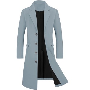 Lars Amadeus Men's Winter Single-Breasted Notched Lapel Long Overcoat - 1 of 4