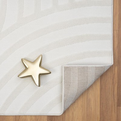 Cream Geometric 6' x 9' Stain-Resistant Synthetic Area Rug
