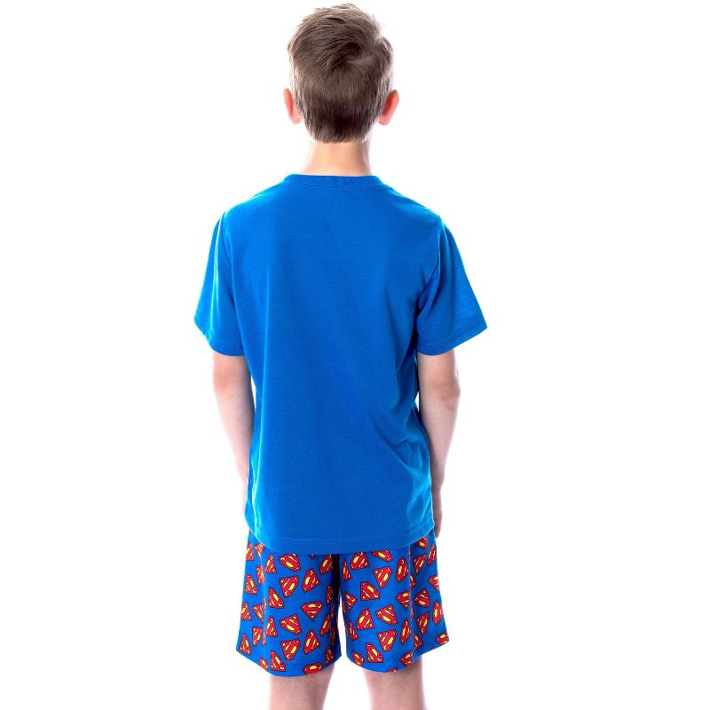 DC Comics Big Boys' Superman Logo Short Sleeve Pajama Short Set Blue, 2 of 6