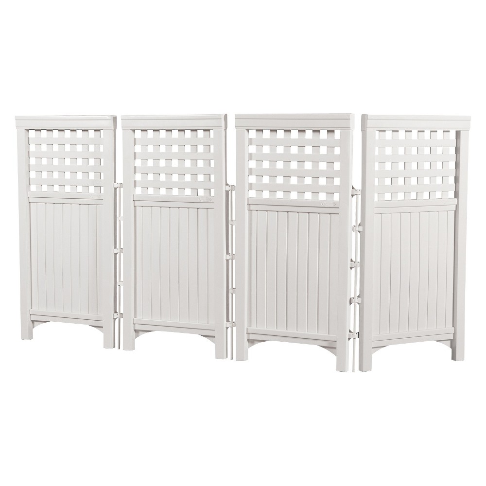 Suncast Outdoor Garden Yard 4 Panel Screen Enclosure Gated Fence, White FS4423