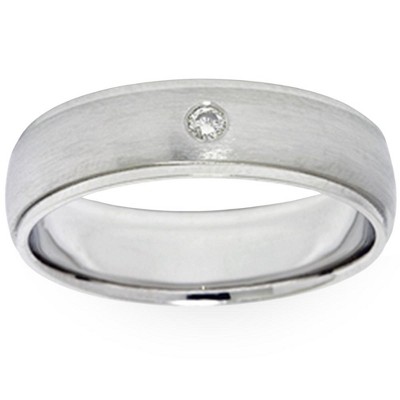 Pompeii3 Mens Bezel Diamond Solitaire 14K White Gold Wedding Ring Band