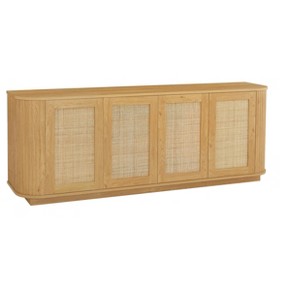 Dexmalle 64-inch wood vertical striped wave shaped TV stand - 1 of 4