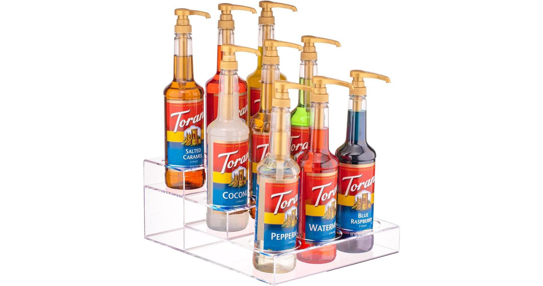 Acrylic Wine Bottle Holder – 2-3 Tier Display Rack Holds 6-9 Bottles for Bar, Kitchen, Pantry, or Fridge – Organizer for Wine, Soda, Beer & Syrups.