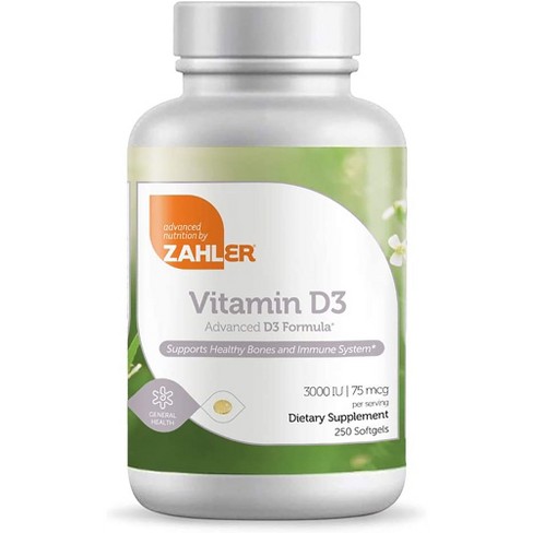 Zahler Vitamin D3 3000iu, Vitamin D3 Supplement 3,000 Iu, Certified ...