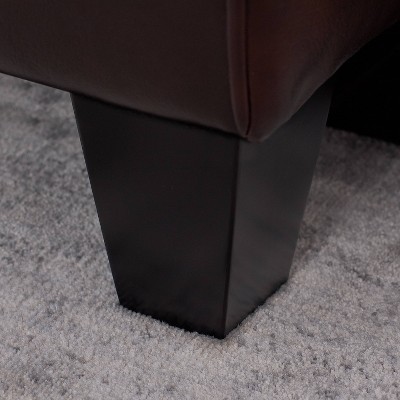 Chestnut Brown Faux Leather Track Arm Sofa with Removable Cushions