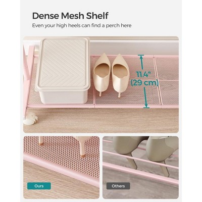 Jelly Pink Steel Portable Clothes Rack with Wheels and Storage Shelf