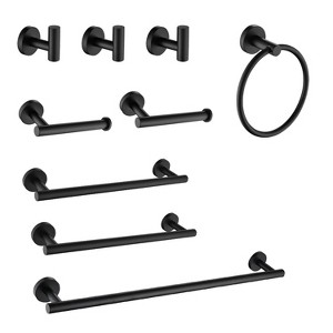 9 Piece Stainless Steel Bathroom Towel Rack Set Wall Mount - 1 of 4
