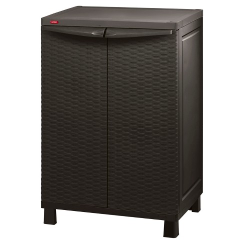 Space Basic Base Rattan Utility Storage Cabinet Brown Keter