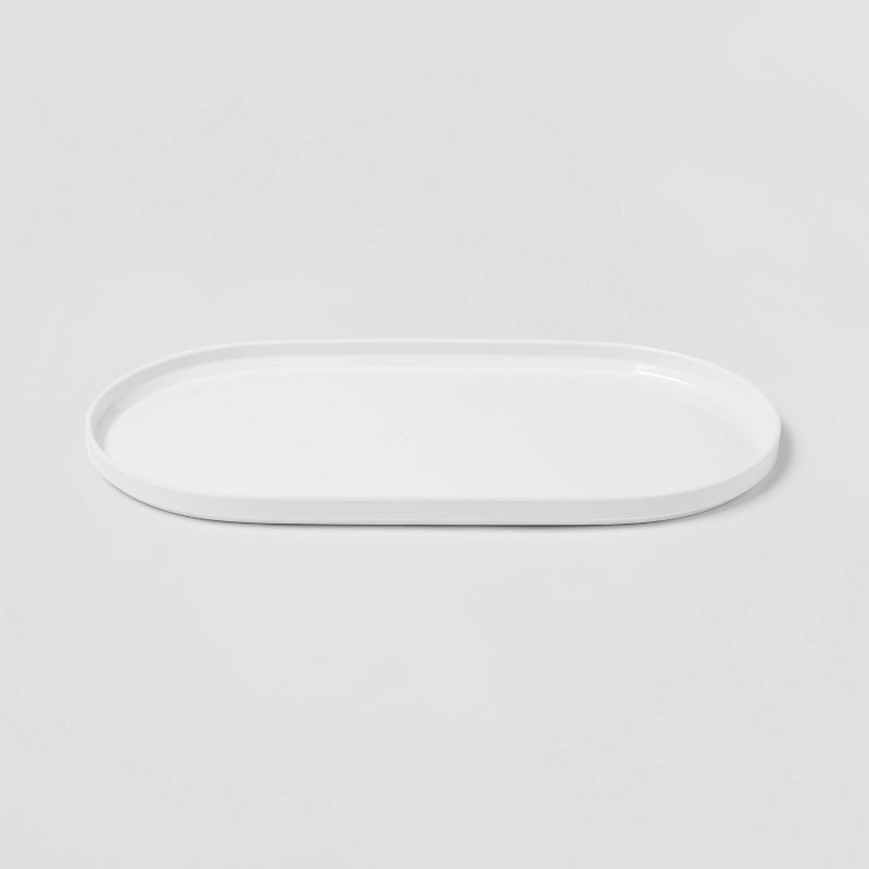 8&#34;x15&#34; Plastic Stella Oval Serving Platter White - Threshold&#8482;, 1 of 5