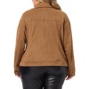 Agnes Orinda Women's Plus Size Faux Suede Lapel Collar Long Sleeve Zipper Moto Jacket - 4 of 4
