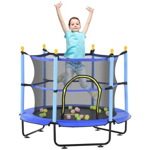 SEVOBAL 4.6' Trampoline for Kids, 55" Toddler Trampoline with Safety Enclosure Ball Pit for Indoor Outdoor Use for Kids 3-10, Blue, 55"*55"*47.25" - 1 of 4