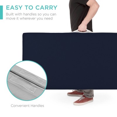 Midnight Blue Foldable Twin Foam Mattress with Carry Case