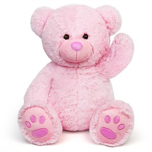 LotFancy Teddy Bear Stuffed Animal, 20" Pink Plushies Stuffed Bear, Cute Plush Toy with Footprints - 1 of 4