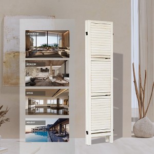 Sevobal Partitions And Room Dividers Room Divider With Shelves, 4 Panel Room Dividers And Folding Privacy Screens, White, 64"*3.12"*66.93" - 1 of 4
