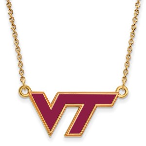 Black Bow Jewelry 14k Yellow Gold Plated Sterling Silver Virginia Tech Hokies NCAA Necklace 18 Inch - 1 of 4