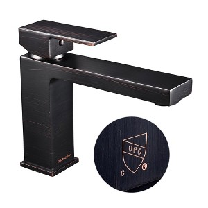 Aquaterior Single Handle Bathroom Faucet Square Cold & Hot Water Tap CUPC NSF Certificaion - 1 of 4