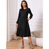 INSPIRE CHIC Women's Fall Long Sleeve Round Neck Tiered Casual Knit A-Line Midi Dress with Pockets - 2 of 4