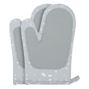 REGALWOVEN Soft Oven Mitts, Heat-Resistant Cooking Gloves, Thick Cotton Lining, Gripping for Baking, Grilling, 2Pcs Kitchen Mitts - 1 of 4