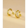 Molenia Small Double Hoop Split Huggie Earrings Women: 14k Gold 925 Sterling Silver Dainty Zirconia Pave Illusion Earrings Trendy Jewelry Gifts - 3 of 4