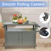 FONTOI Kitchen and Dining Cabinets Sideboard Buffet Server Table，Kitchen Two Doors Storage Cabinet with Shelf, Blue, 51.67"*20.31"*35.51" - 2 of 4