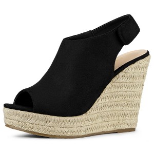 Allegra K Women's Espadrille Platform Heeled Wedges Sandals - 1 of 4
