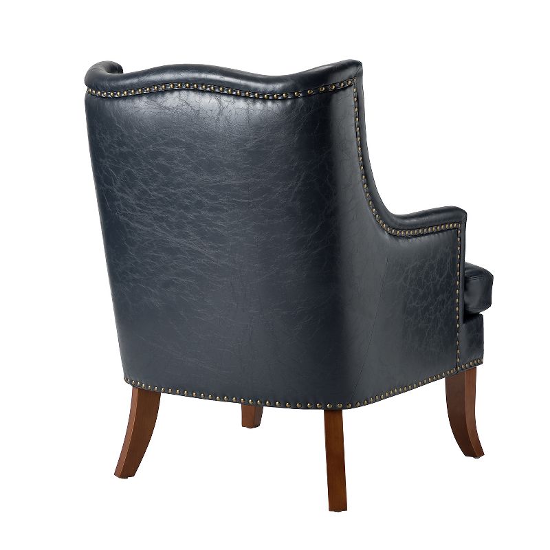 Set of 2 Nikolaus Vegan Leather Armchair with Solid Wood Legs and and Nailhead Trim for Living Room and Bed Room  | ARTFUL LIVING DESIGN, 4 of 11