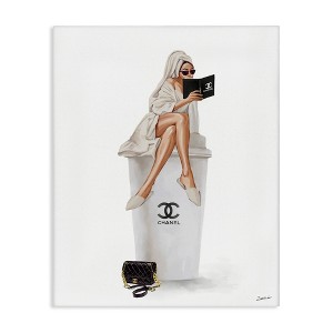 Stupell Industries Fashion Brand Emblem Coffee Cup Woman Canvas Wall Art - 1 of 4