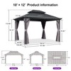 PURPLE LEAF Permanent Hardtop Gazebo Aluminum Frame Gazebo with Galvanized Steel Double Roof, UV-Resistant, Netting & Curtains included - Grey - 3 of 4