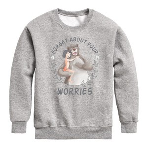 Boys' - Disney - Forget About Your Worries Baloo and Mowgli Graphic Long Sleeve Fleece Sweatshirt - 1 of 4