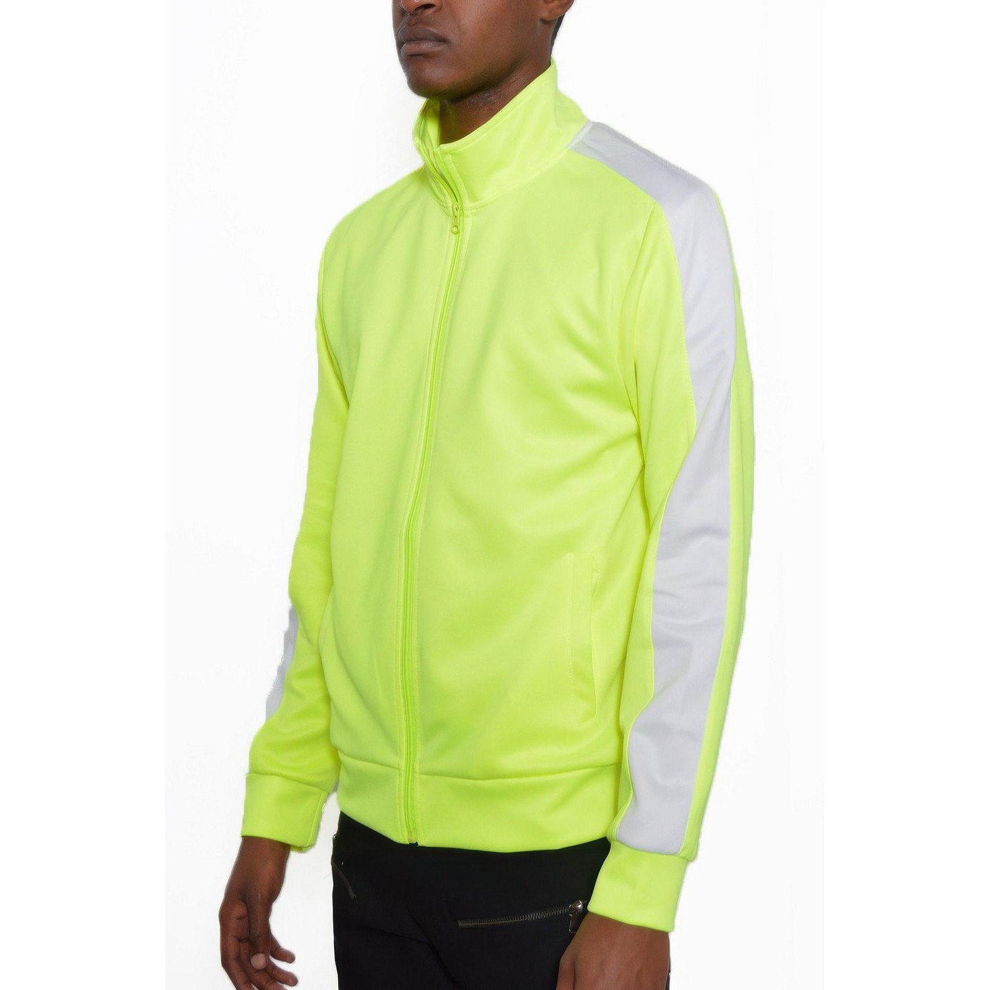 Мужская куртка Slickblue Performance Track Jacket with Full Zip Closure, Active Jacket for Gym & Running, Lime White, цвет: Лаймовый — фото 1