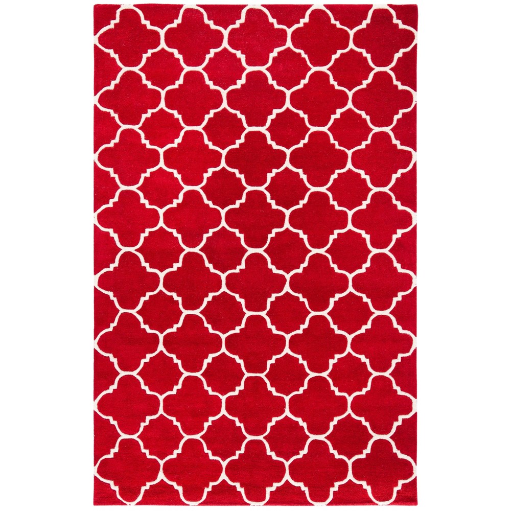 3'x5' Quatrefoil Design Tufted Accent Rug Red/Ivory - Safavieh