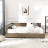 Sapphtopaz Daybed Bed Frame with Tufted Upholstered Sofa Bed with Armrests and Wood Slats Support Beds for Apartment, Bedroom - 3 of 4