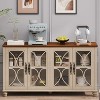 Buffet Sideboard Storage Cabinet, 4-Door Display Cabinet With Tempered Glass Doors and 3-height Adjustable Shelves - 2 of 4