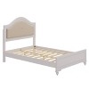 Gulches Modern Full Size Wood Bed with Hidden LED Light Upholstered Curved Headboard, No Box Spring Needed, Cream Grey - 3 of 4