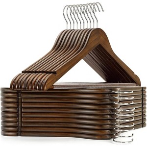 Paaaawaters 30 Pack Wooden Coat Hangers, Natural Wood Suit Hangers with Non Slip Pant Bar, Clothes Hangers for Shirts - 1 of 4