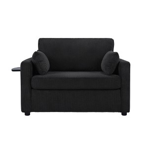 TiramisuBest 47.2" Twin-Size Convertible Sleeper Sofa,Corduroy Loveseat Bed with Side Table, Side Storage Pocket & USB Port for Living,Gray - 1 of 4