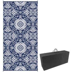 Aghana Digitals 9'x12' Reversible Polypropylene Outdoor Rug with Carry Bag, Waterproof Patio Mat - 1 of 4
