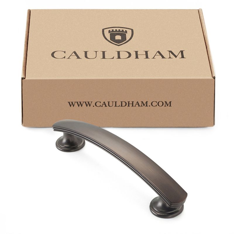 Cauldham Solid Kitchen Cabinet Arch Pulls Handles (3-3/4" Hole Centers) - Curved Drawer/Door Hardware - Style T750 - Oil Rubbed Bronze, 4 of 6