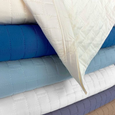 King Sky Blue Reversible Bamboo Quilted Coverlet Set
