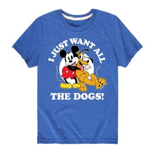 Boys' - Disney - Mickey Pluto Just Want All Dogs Short Sleeve Graphic T-Shirt - 1 of 4
